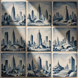 1950s retor-futurism post apocalypses tile set