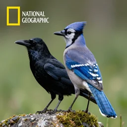 nature photography of a raven crossed with a bluejay, national geographic, award winning, hd, hq,