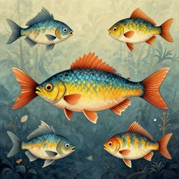 fish in style of moebius mythical fantasy creatures