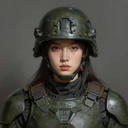 a professional painting of a beautiful young female, clothed in stealth armor, military helmet, olive skin, long dark hair, beautiful bone structure, symmetrical facial features, intricate, elegant, digital painting, concept art, smooth, sharp focus, illustration, from Metal Gear, by Ruan Jia and Mandy Jurgens and Artgerm and William-Adolphe Bouguerea