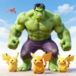 pokemons in the style of hulk, octane render, by studio ghibli, pixar, disney, nintendo.