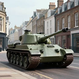 a modern tank on a victorian street, digital art
