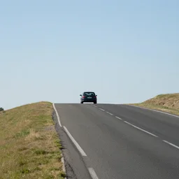 A distant shot of a huge car