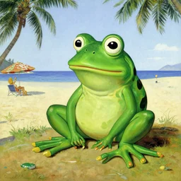 pepe the frog home from vacation by norman rockwell
