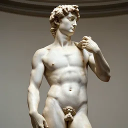 a hyper-detailed marble status of Robert DeNiro by Michelangelo; anatomically correct; an extraordinary masterpiece!!!; proud posture; trending on artstation; f/1.4; 90mm