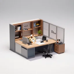 diorama miniature of the office, macro photograph