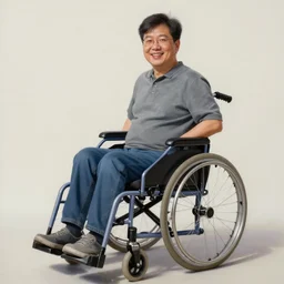 photorealistic color painting of a portrait of a person in wheelchair smiling