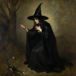 witch paying for her sins, victorian painting, by simon stalenhag