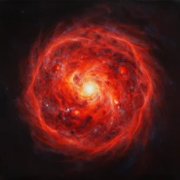 a beautiful painting of a red giant star going supernova, volumetric lighting by jean kalin popov and greg rutkowski
