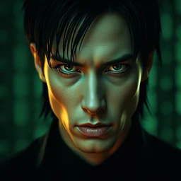 pulp fiction portrait digital colored photo of matrix neo, sharp focus, cinematic lighting, sharp focus, close up photo by lexi sun