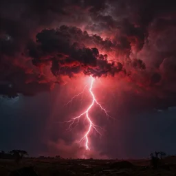 a evil red storm brewing, eerie, death, lightning, end of world, eldritch, craig mullins