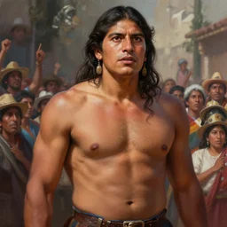 epic portrait of tall muscular rigoberta menchu explaining, guatemla, crowd for background, detailed, digital painting, artstation, concept art, donato giancola, joseph christian leyendecker, wlop, boris vallejo, breathtaking, high details, extremely detailed, sincere face, establishing shot, artistic, hyper realistic, beautiful face, octane render