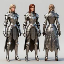 concept layout of 3 d rendered full suit of decorative female armor, filigree, lord of the rings, elder scrolls, detailed, art station, unreal engine