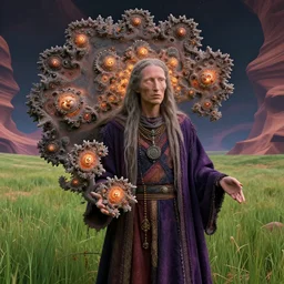 close up of the mandelbrot god!!!, grass meadows backdrop, unorthodox apparel, fractals, antelope canyon, cinematic lighting, ray tracing, octane render, 4 k, artstation
