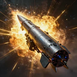 closeup of a highly futuristic technical missile defence system of a spacecraft, explosion, cyberpunk, moody, luminescent, rule of thirds, golden ratio, ambient lighting, syd mead, greg rutkowski, wlop, artgerm, artstation, highly detailed masterpiece