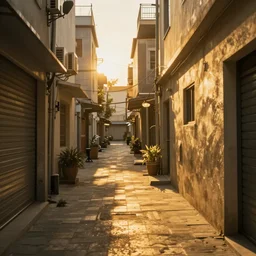 wealthy japanese - swahili city, alleyway, golden hour