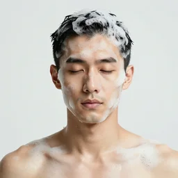 a man covered in bubbles from head to toe