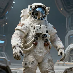 giant stone statue of two standing astronauts made of stone, futuristic spaceport, bokeh, character portrait, concept art, intricate details, highly detailed photorealistic portrait in the style of brom and seseon yoon, digital art, realistic painting, sci fi, character design, trending on artstation