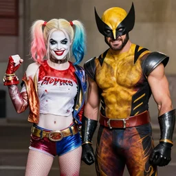 a fusion between logan wolverine and harley quinn.
