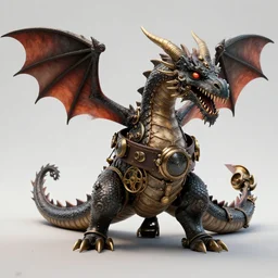 A Dragon with a retraining collar, steampunk