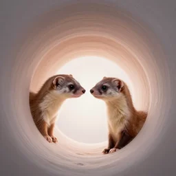 a depiction of a weasel staring into the heart of the singularity ; / what has god wrought? / he whispers.