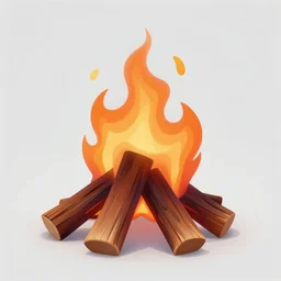 close up image of a campfire, digital art