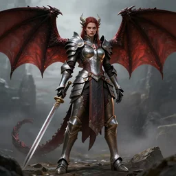 a ruthless female paladin, full body, 8 k, hyperrealistic, dragon slayer, hyperdetailed, fantasy portrait by laura sava