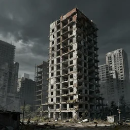 a beautiful ultradetailed illustration of city building urbex unfinished building home exterior abandoned by ilya kuvshinov, san andreas darkacademia cyberpunk, archdaily, wallpaper, highly detailed, trending on artstation.