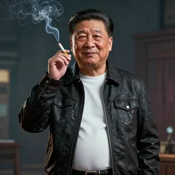 hipster xi jinping of china smoking a joint, gta artstyle, wide shot, dramatic lighting, octane render, hyperrealistic, high quality, HD, cinematic