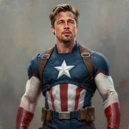 masterpiece painting of communist brad pitt as a mcu superhero, featured in artstation, concept art by greg rutkowski, wlop, dan mumford, christophe vacher