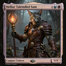 humanoid catfolk rogue, wearing leather armor, magic the gathering, fantasy