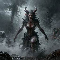 🥺 lilith the mother of all monsters angry, raining ash, fine art masterpiece, highly detailed dino valls wayne barlowe machiej kuciara, dramatic lighting, long shot, wide angle, uhd 8 k, sharp focus