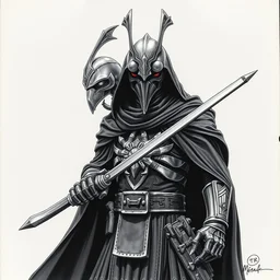 print of a kenku honor guard. art by walter velez ( 1 9 9 2 ). metal skin panic maddox 0 1