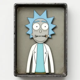 tintype photo of cartoon rick and morty