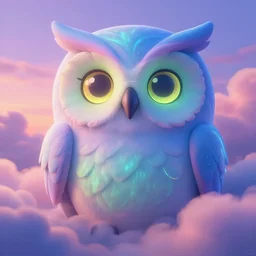 pareidolia fluorescent soft pleasing - palette friendly colossal gentle friendly giant mystical spirit owl - inspired goddess sprite princess goddess leviathan turbulent wind, eyes, character portrait, close - up, pleasing palette, undulating nebulous sunset clouds adorable, idyllic cumulonimbus matte painting from fantasia pastel from fantasia ( 1 9 4 1 )