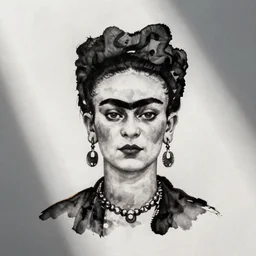 one big inkblot on the paper, rorschach test, symmetrical, slightly styled to Frida Kahlo