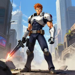 samuel rodriguez from metal gear rising revengeance in the city by greg rutkowski