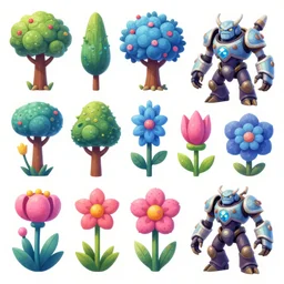 game asset of the sims exotic plants and flowers and trees, zerg hydralisk, in gouache detailed paintings, props, stylized, 2 d sprites, kitbash, arcane, overwatch, blue and pink color scheme, 8 k, close up