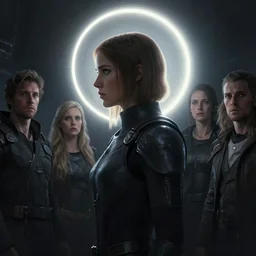 ( side profile ) concept art by thomas blackshear, imogen poots as space templar, light halo, gloomhaven, matte painting, extremely emotional, realistic shaded lighting poster by hsiao ron chen, artgerm, lawren harris, eve ventrue, magali villeneuve, jeremy lipkin, rob rey, christophe vacher