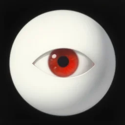 the all seing white sphere with the scarlet eye by Renne Magriette, surrealism, Zero 2 from kirby  by Renne Magriette, 0² from kirby by Renne Magriette