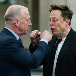 jeff bezos punching elon musk in the face, sharp focus, cinematic, natural light, stolen footage