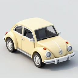 a volkswagen beetle made of voxels isometric hd