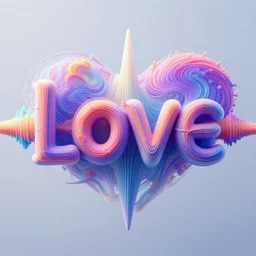 the audio frequency waveform of love, Multidimensional, fractal amalgamation, asymmetrical, 8k, hyper realistic, octane render, hi-fructose, chromatic color scheme