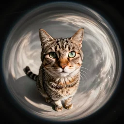 a photo of a cat. fish eye