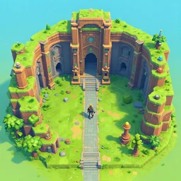 cell shaded 3D scenery, ancient dungeon, Breath of the Wild art style, Fortnite landscape game concept art, colourful, by and ilya kuvshinov and Cushart Krentz and Gilleard James, 4k, HDR, Trending on artstation, Behance, award winning