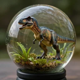 a trex in a glass sphere, octane