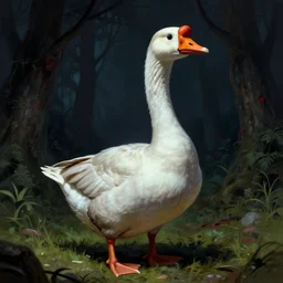 a horror art of goose, very scary goose, horror art, matte painting, fantasy art, volumetric lighting, realistic shaded, junji ito, colorful, scary, horror