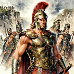 portrait, Spartan Warriors fighting at the cliffs of thermopylae, watercolor, dramatic lighting, cinematic, establishing shot, extremely high detail, foto realistic, cinematic lighting, pen and ink, intricate line drawings, by Yoshitaka Amano, Ruan Jia, Kentaro Miura, Artgerm, post processed, concept art, artstation, matte painting, style by eddie mendoza, raphael lacoste, alex ross