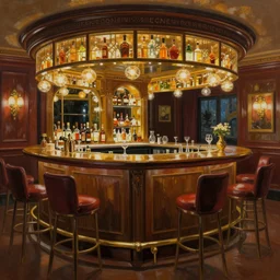 a hyper detailed painting of the bar from inside the overlook hotel, the shining