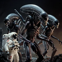 xenomorph, xenomorphs, astronaut, apollo 1 1, the movie alien, cosmic horror, high definition, grainy color footage, dramatic angle, far length photography